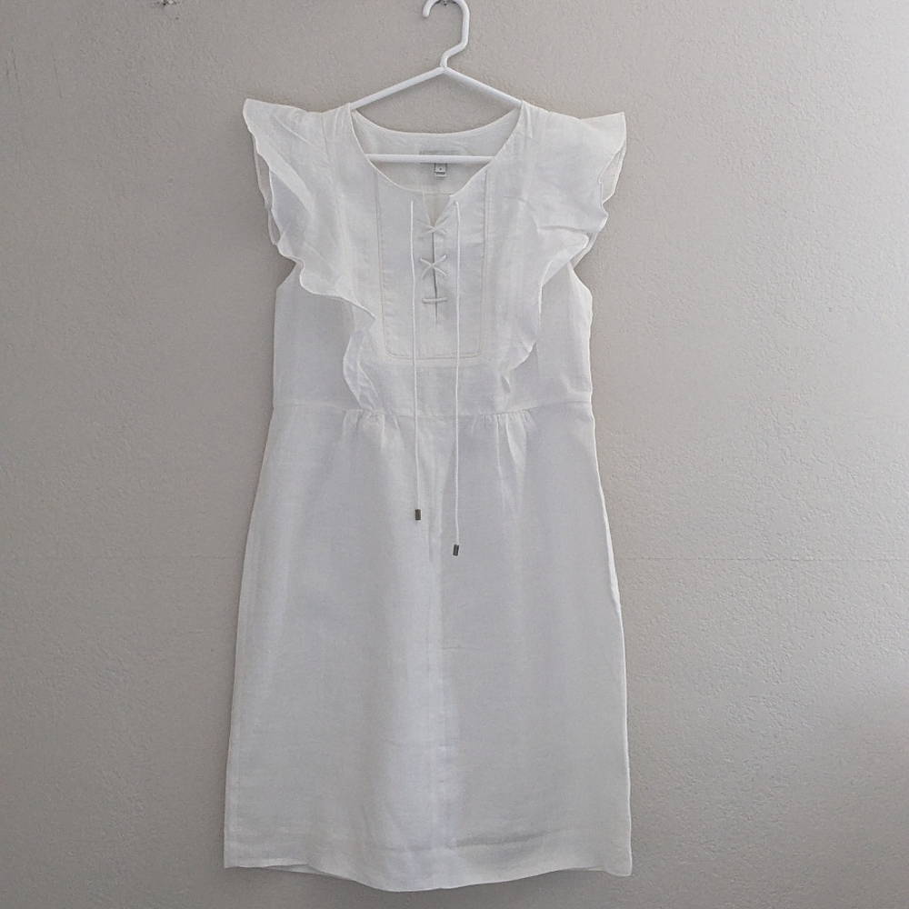 J. Crew White Mini Dress with Ruffle Detail